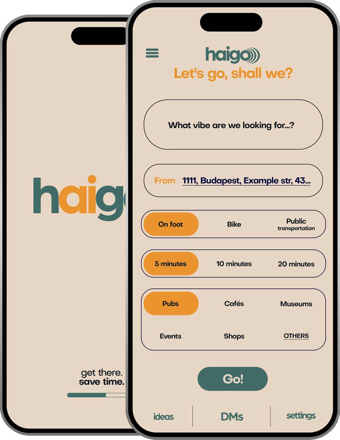 Haigo app on two smartphones